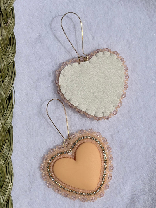 Peach heart earrings