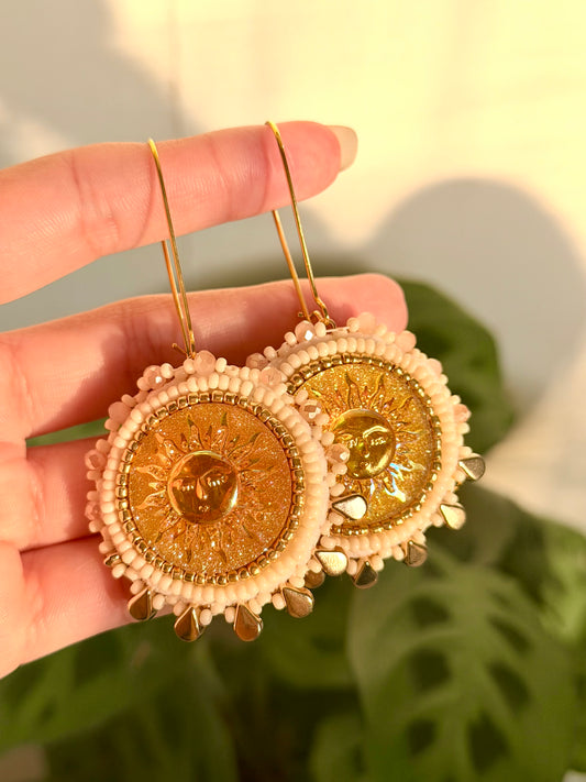 half tear drop sunshine earrings