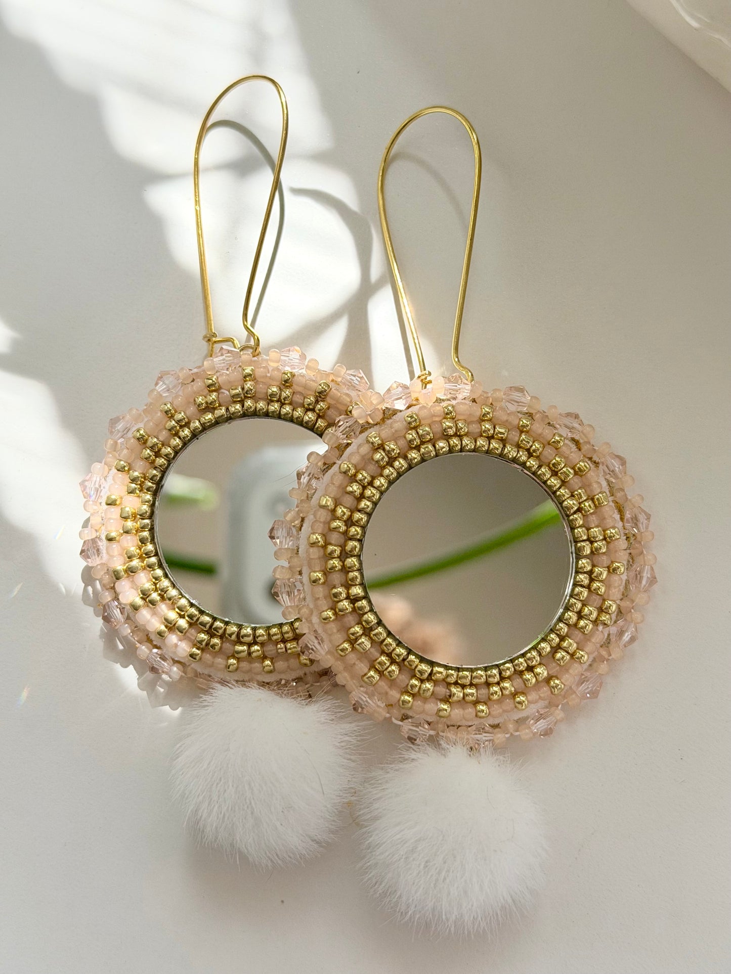 Golden peach puff earrings