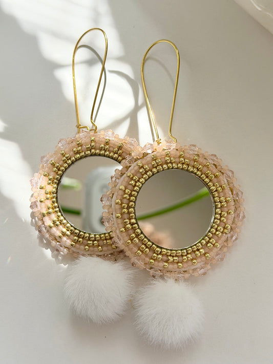 Golden peach puff earrings