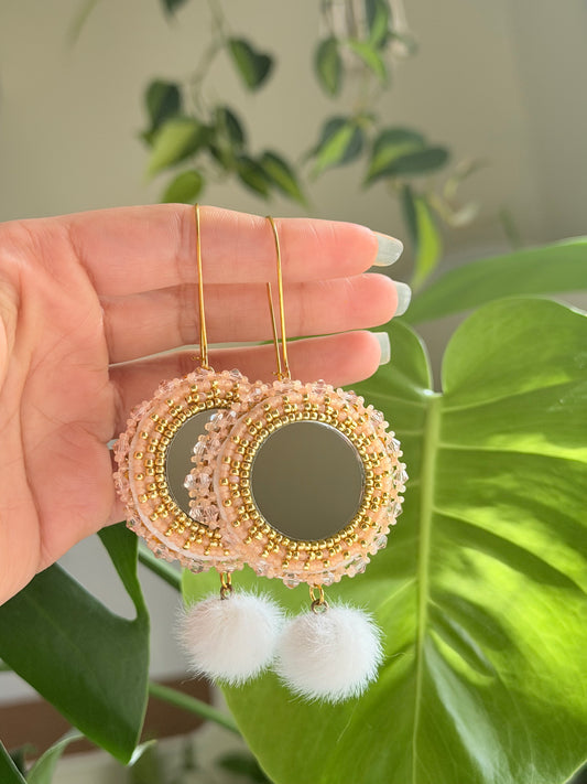 Golden peach puff earrings