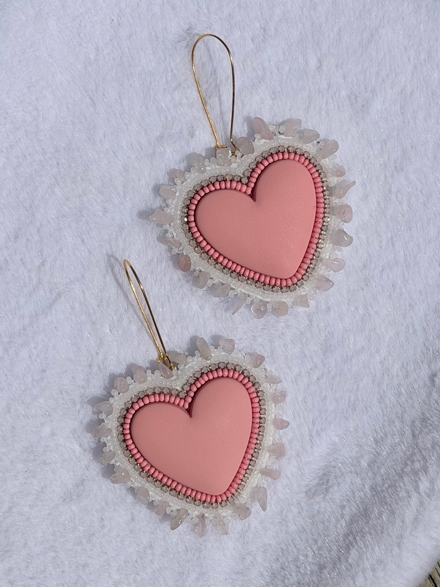 Rose quartz edging pink earrings