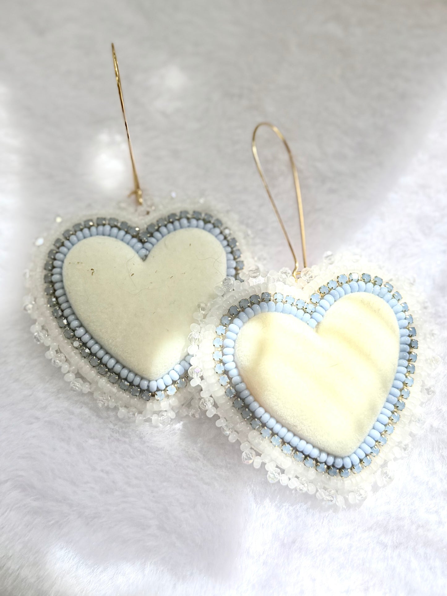Baby blue flocked earrings