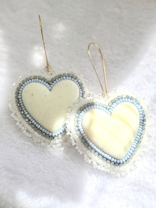 Baby blue flocked earrings