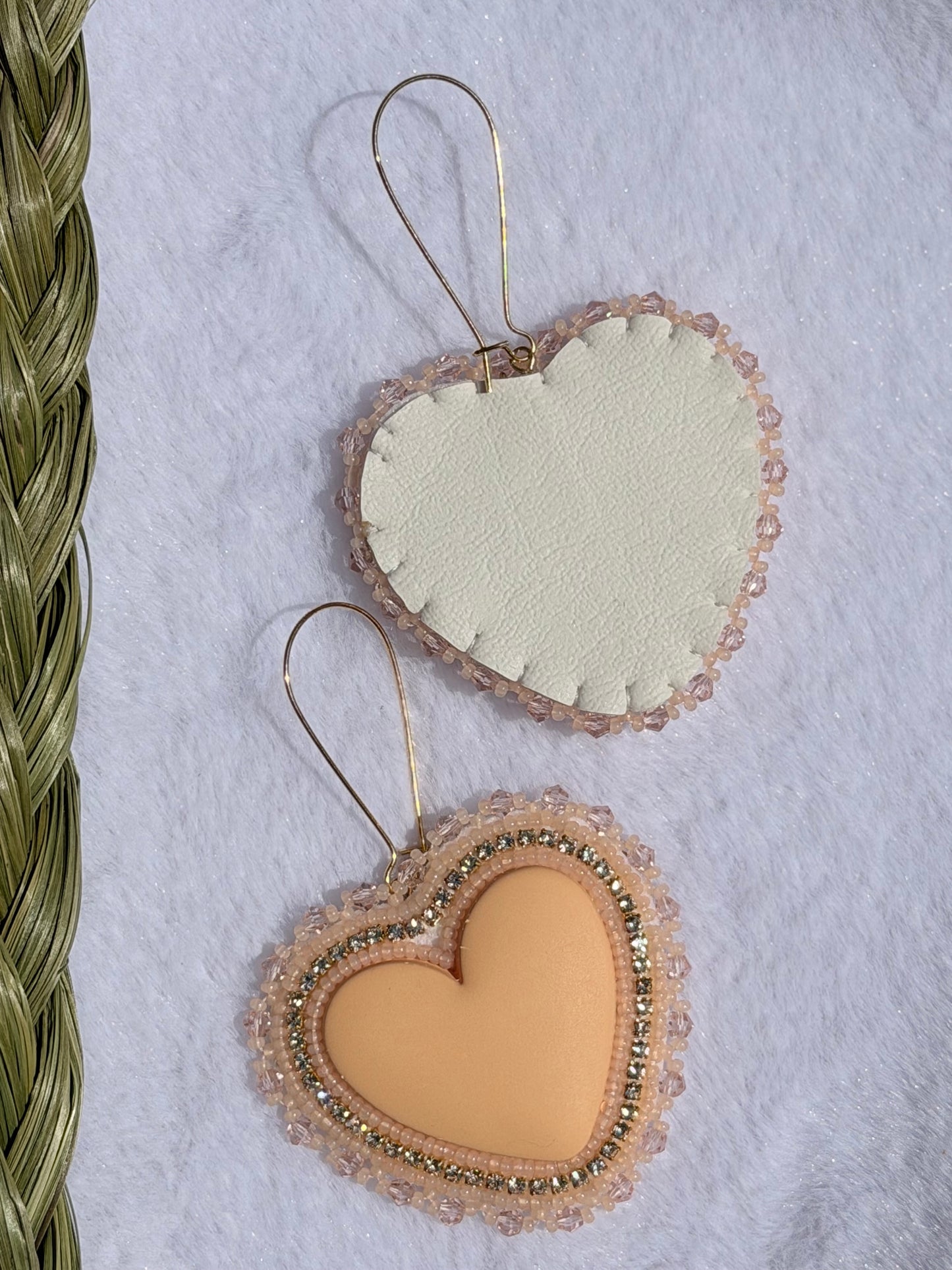 Peach heart earrings