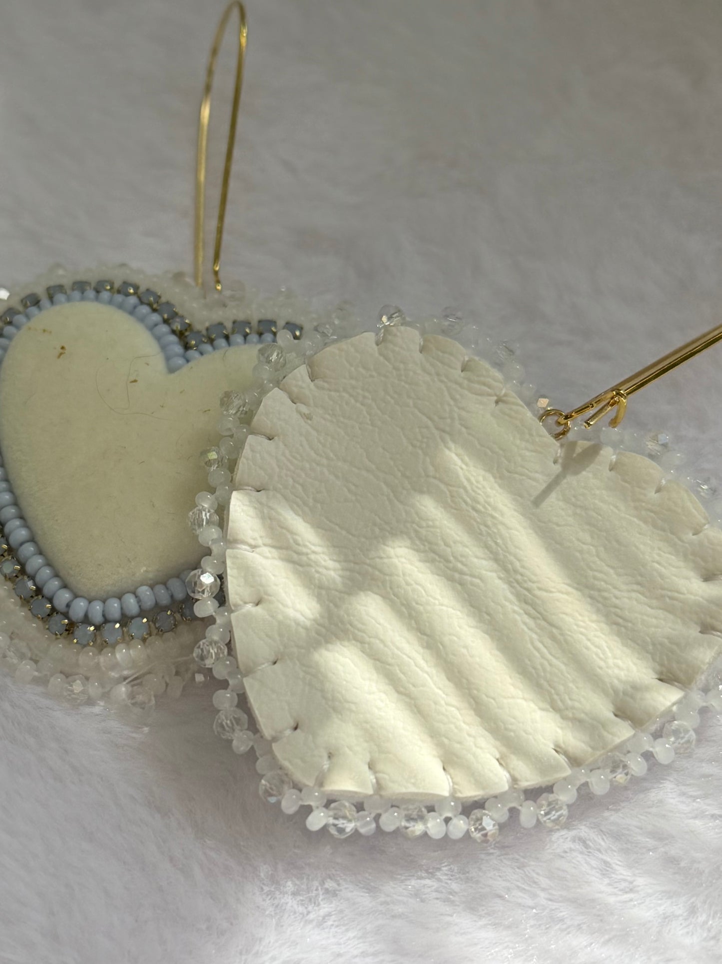 Baby blue flocked earrings