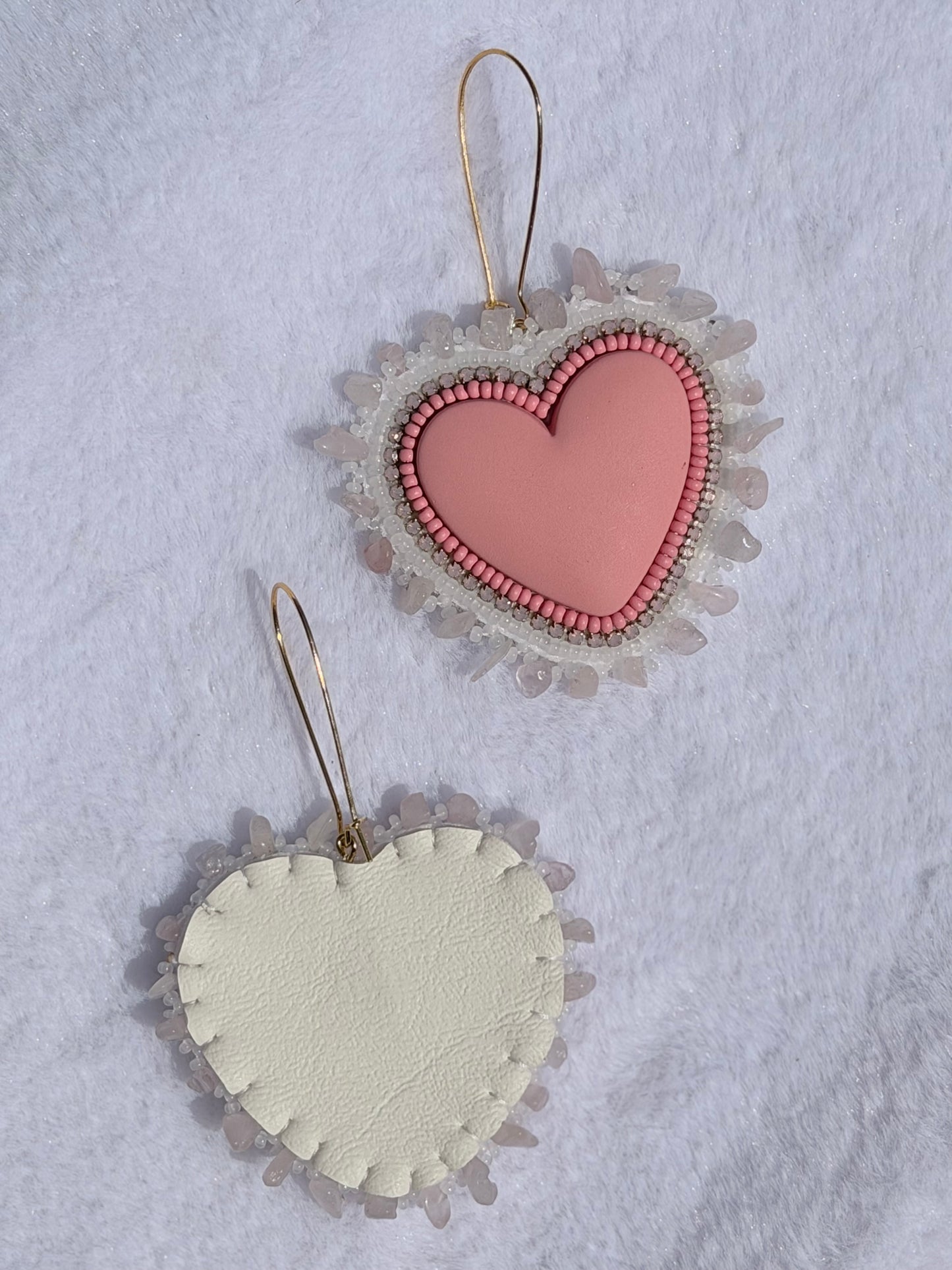 Rose quartz edging pink earrings