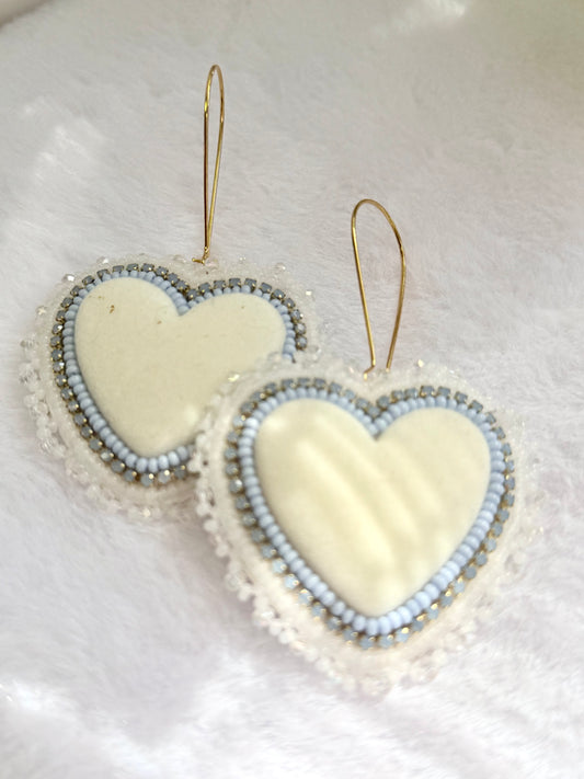 Baby blue flocked earrings