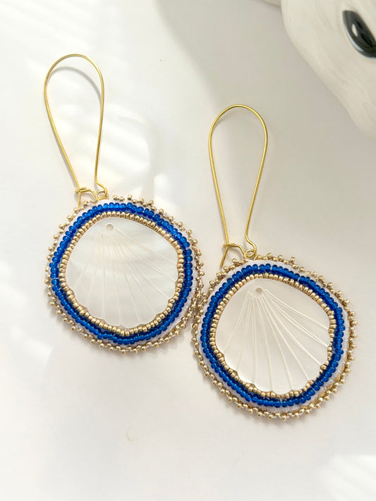 Deep blue Fresh water pearl shell earrings