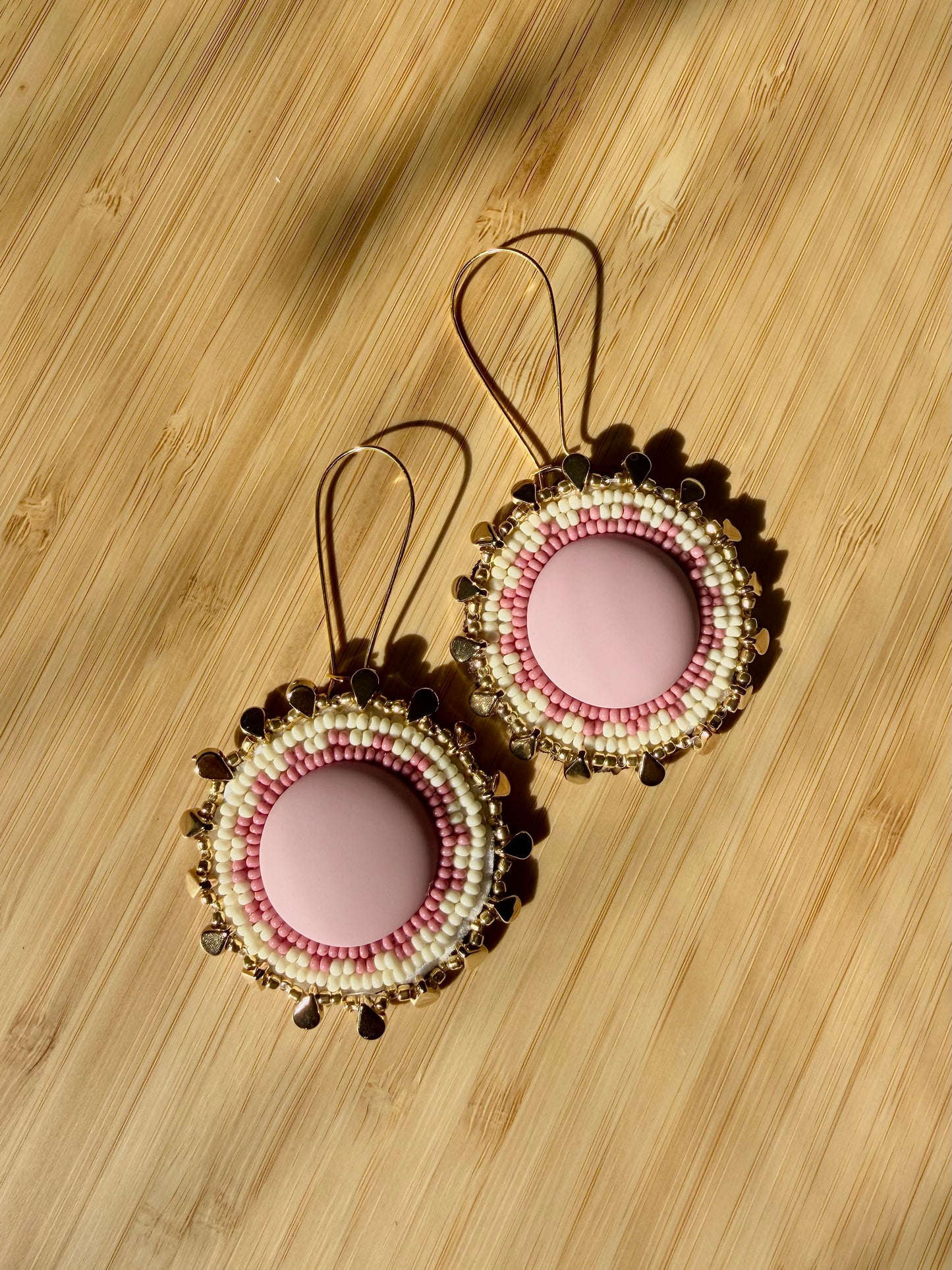 full tear drop ivory and rose earrings