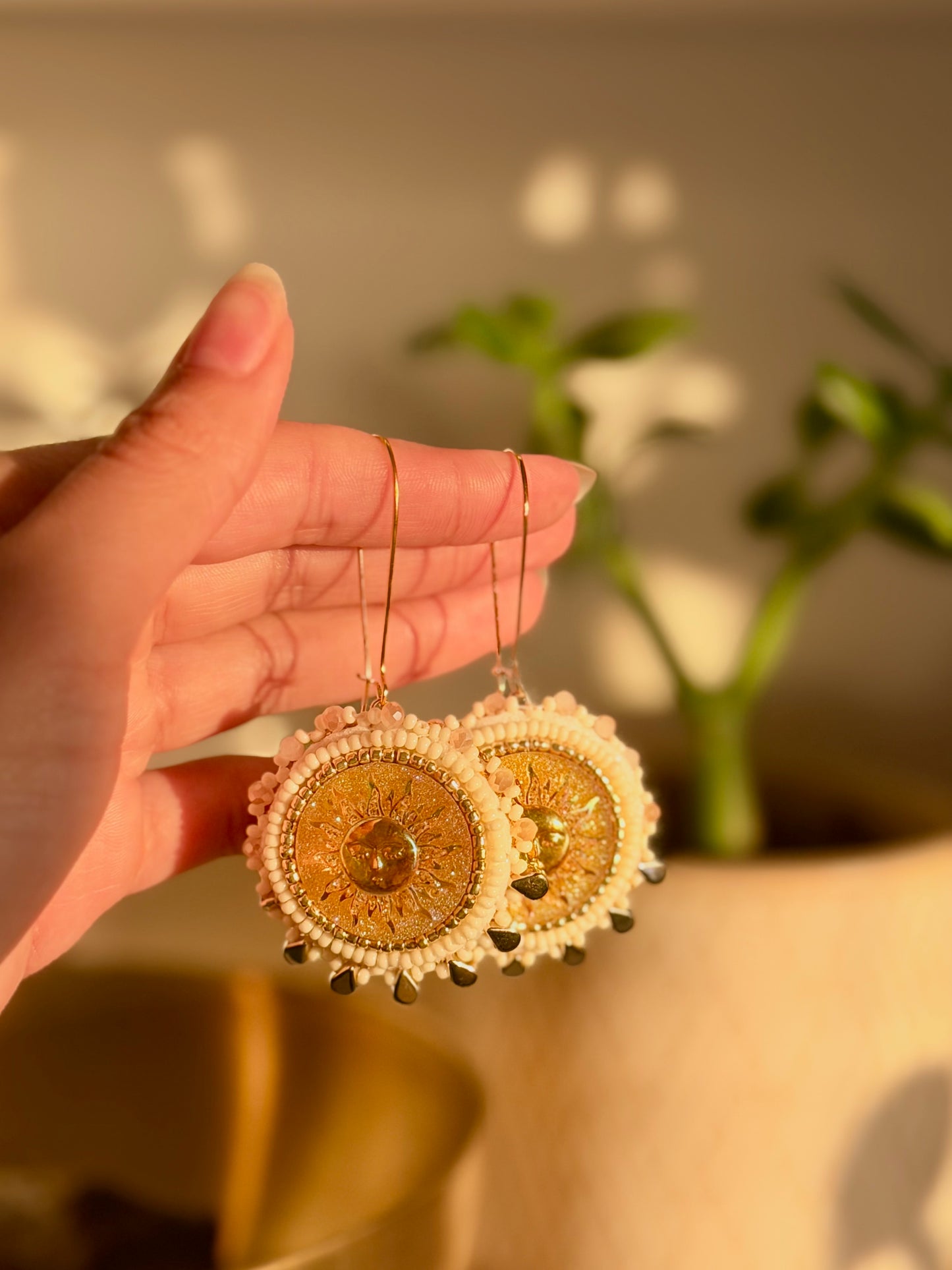 half tear drop sunshine earrings